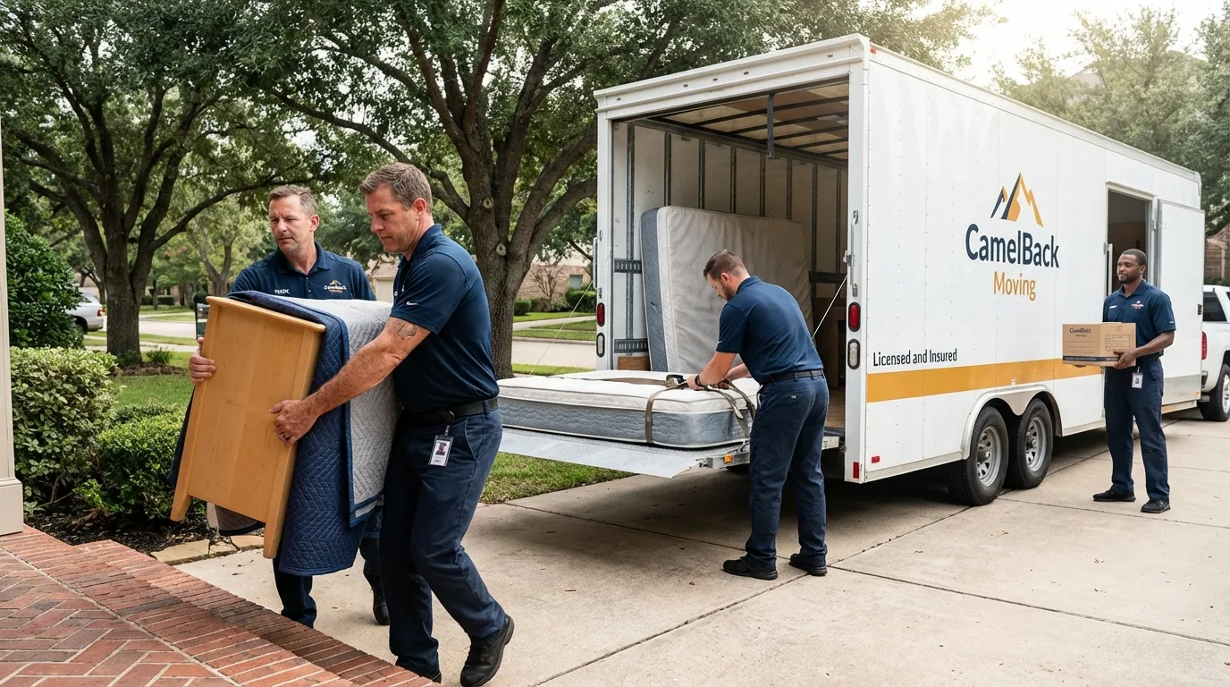 Crew loading residential truck for cross-state move from Chester, MD
