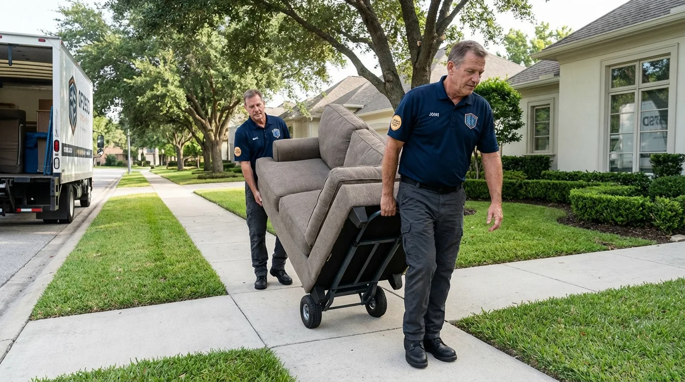 Local residential moving crew loading furniture in Chester, MD